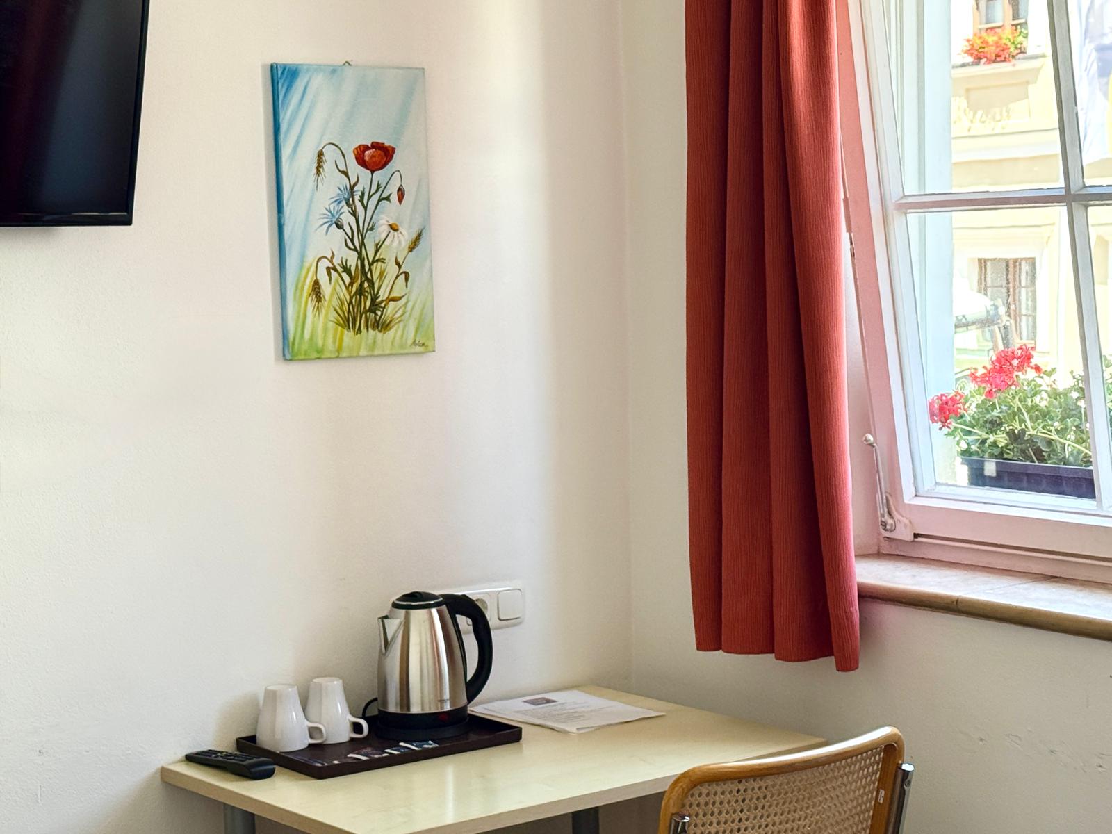 Clean modern bathroom facilities in budget double room at Hotel Stadtblick Friedberg