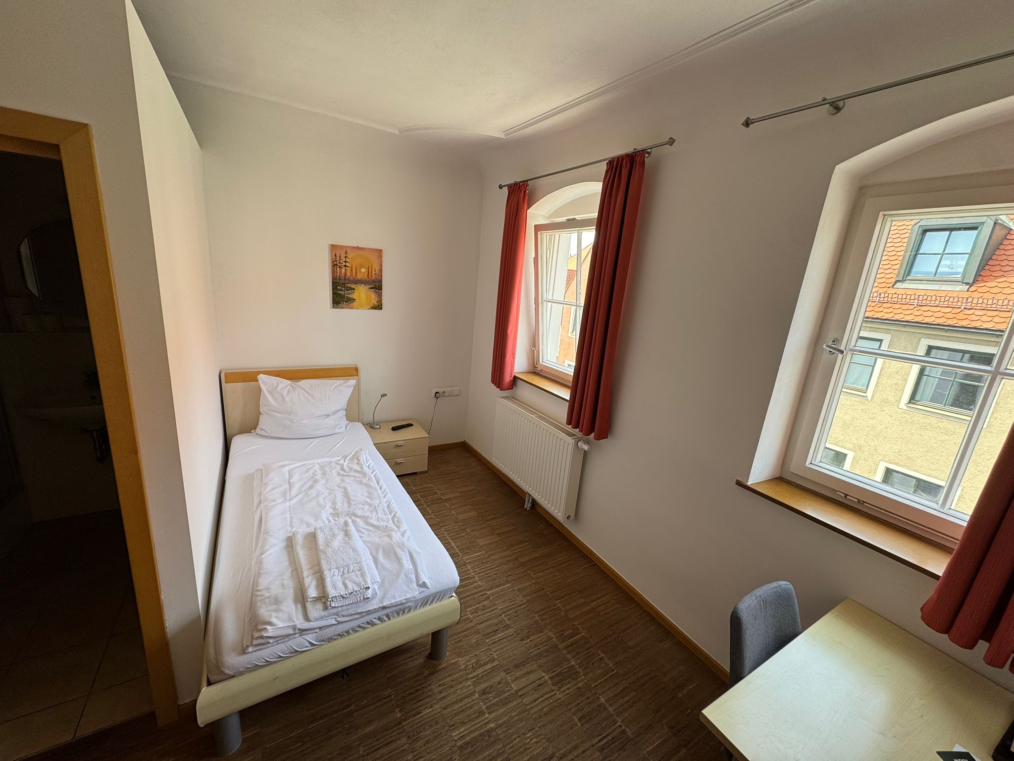 Comfortable single room perfect for solo travelers at Hotel Stadtblick Friedberg