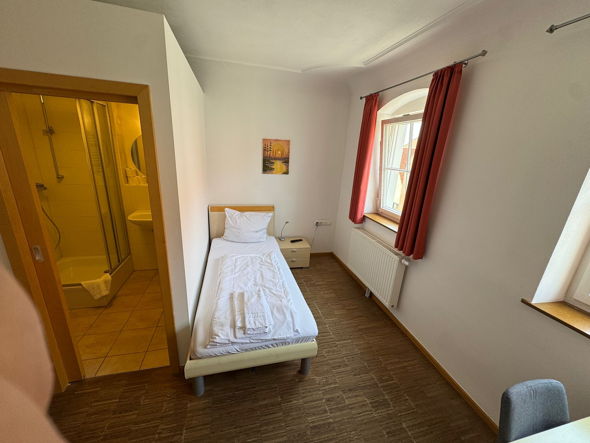 Comfortable single room perfect for solo travelers at Hotel Stadtblick Friedberg
